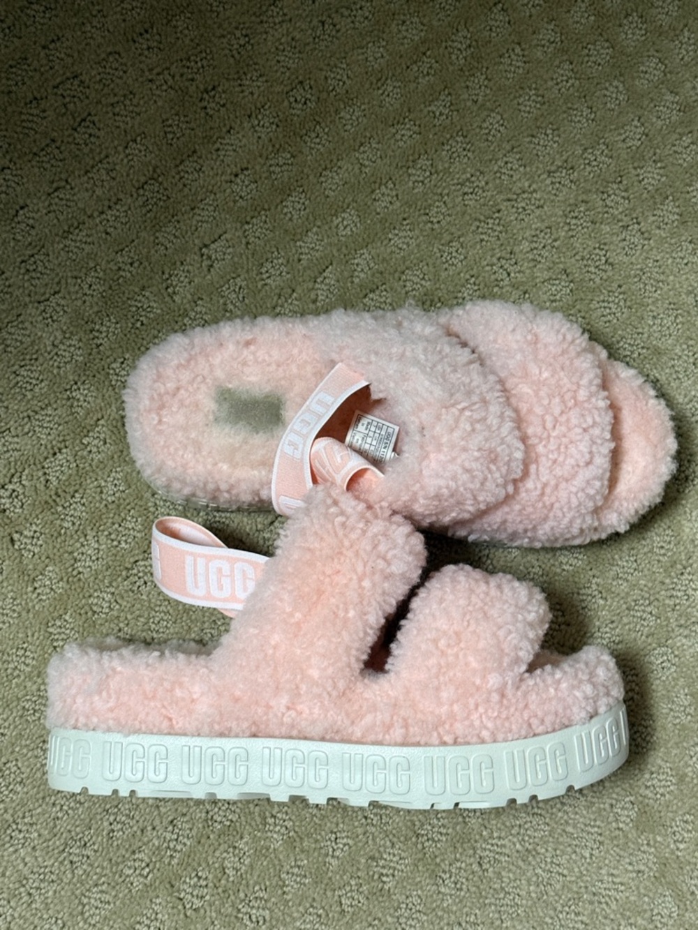 Ugg Plush Pink Fuzzy Slide Sandals
